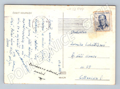 Pohlednice Český Krumlov hrad a zámek Vltava 1955 (M22844)