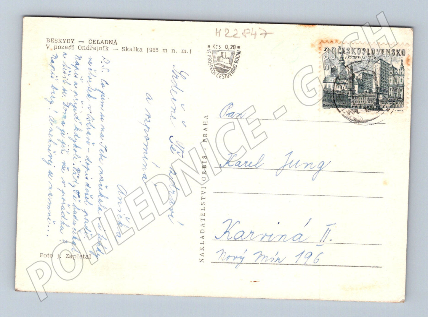 Pohlednice Beskydy Čeladná, v pozadí Ondřejník (M22847)