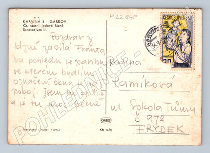 Pohlednice Karviná Darkov Sanatorium II 1969 (M22848)