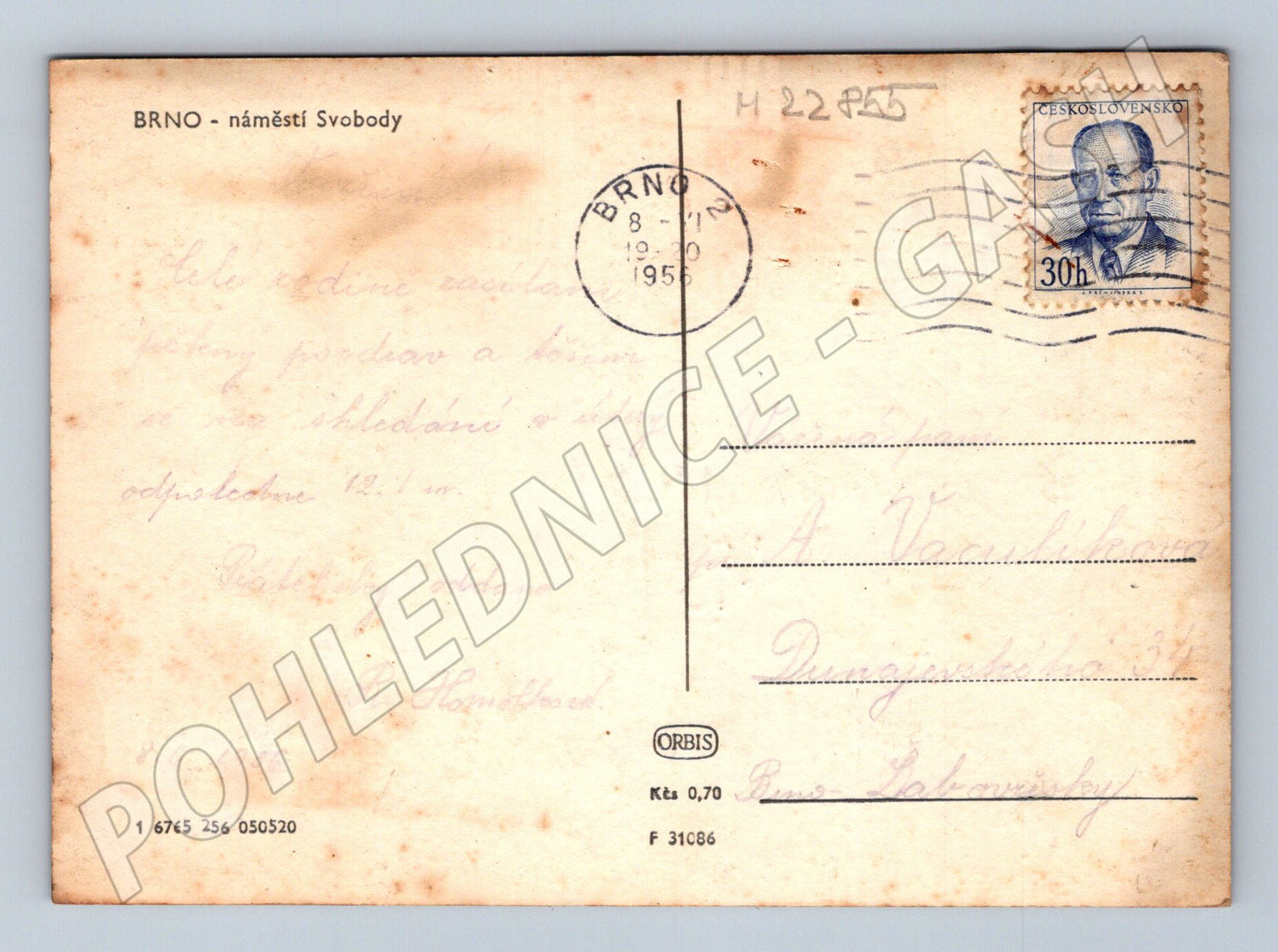 Pohlednice Brno náměstí Svobody 1956 (M22855)