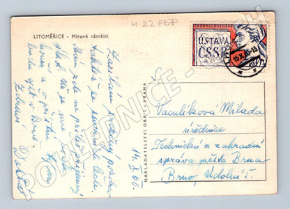 Pohlednice Litoměřice Mírové náměstí 1960 (M22858)