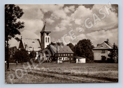 Pohlednice Rybniště kostel a domy (M22860)