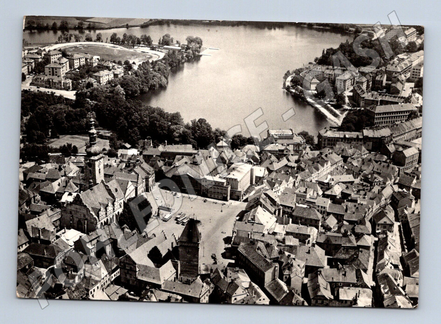 Pohlednice Tábor pohled z letadla s rybníkem 1965 (M22887)