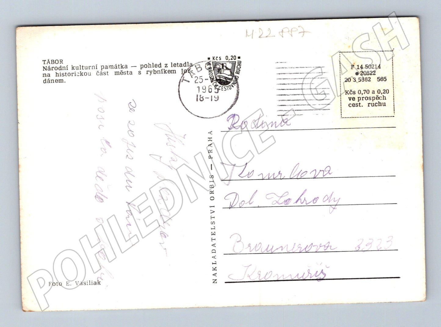 Pohlednice Tábor pohled z letadla s rybníkem 1965 (M22887)