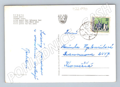 Pohlednice Šumava Černé jezero 1957 (M22890)