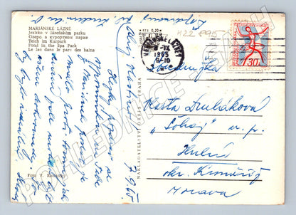 Pohlednice Mariánské Lázně Jezírko v parku 1965 (M22895)