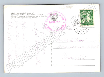 Pohlednice Bezručova chata Lysá hora Beskydy 1947 (M22898)
