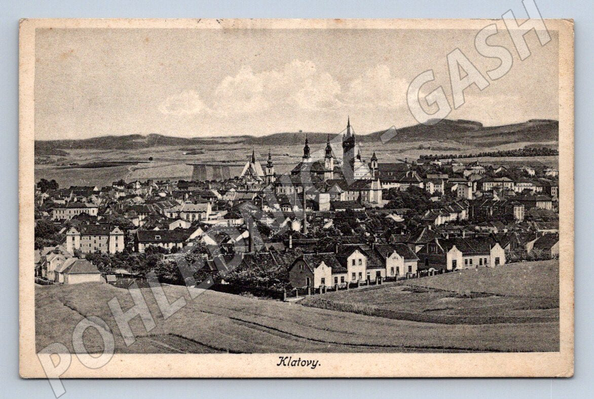 Pohlednice Klatovy  panorama města Jelínek 1927 (M2290)