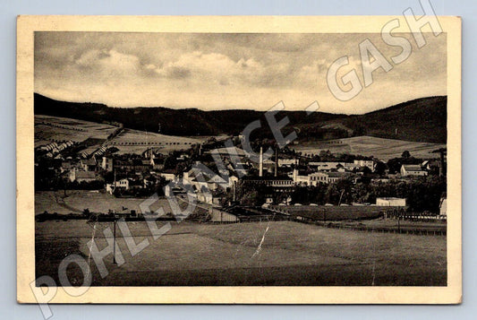 Kdyně Šumava, panorama města tovární komíny a kostel (M2291)