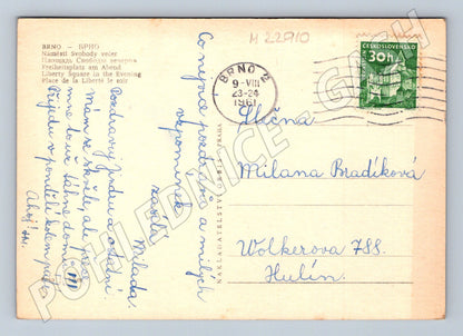 Pohlednice Brno Náměstí Svobody večer 1961 (M22910)
