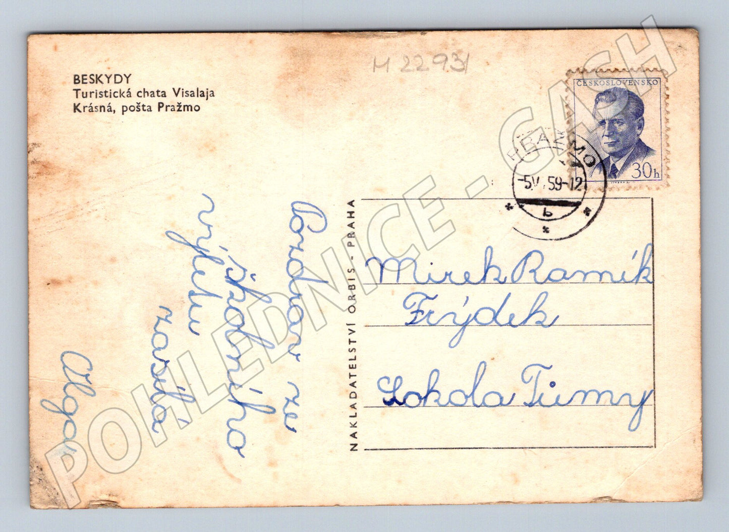 Pohlednice Beskydy chata Visalaje Krásná 1959 (M22931)