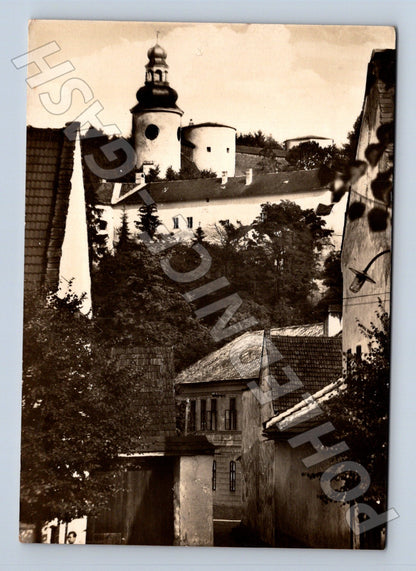 Pohlednice Úsov kostel a zástavba 1938 (M22932)