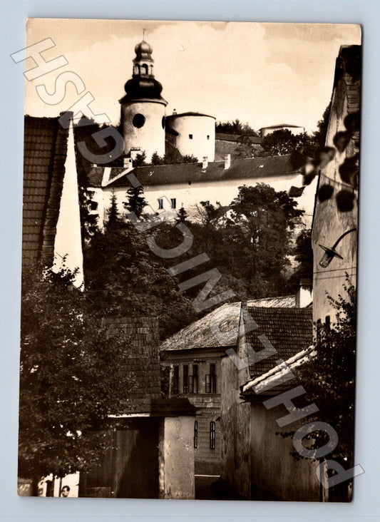 Pohlednice Úsov kostel a zástavba 1938 (M22932)