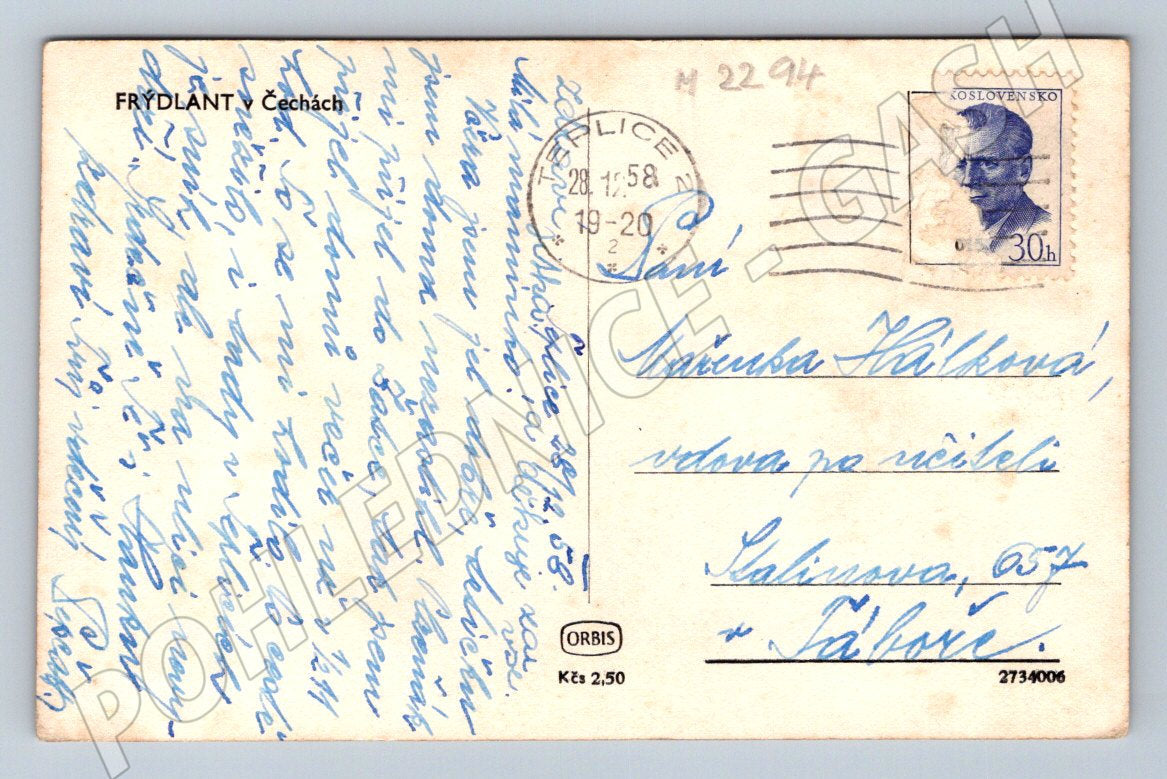 Pohlednice Frýdlant v Čechách 1958 (M2294)
