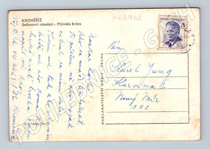 Pohlednice Kroměříž Sněmovní náměstí Mlýnská brána 1948 (M22943)
