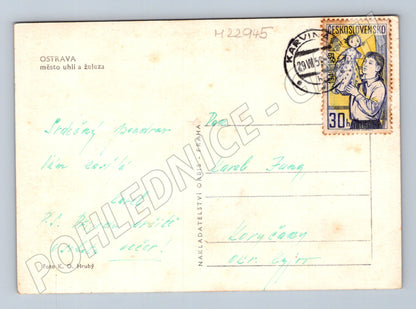 Pohlednice Ostrava panorama průmyslového města 1959 (M22945)