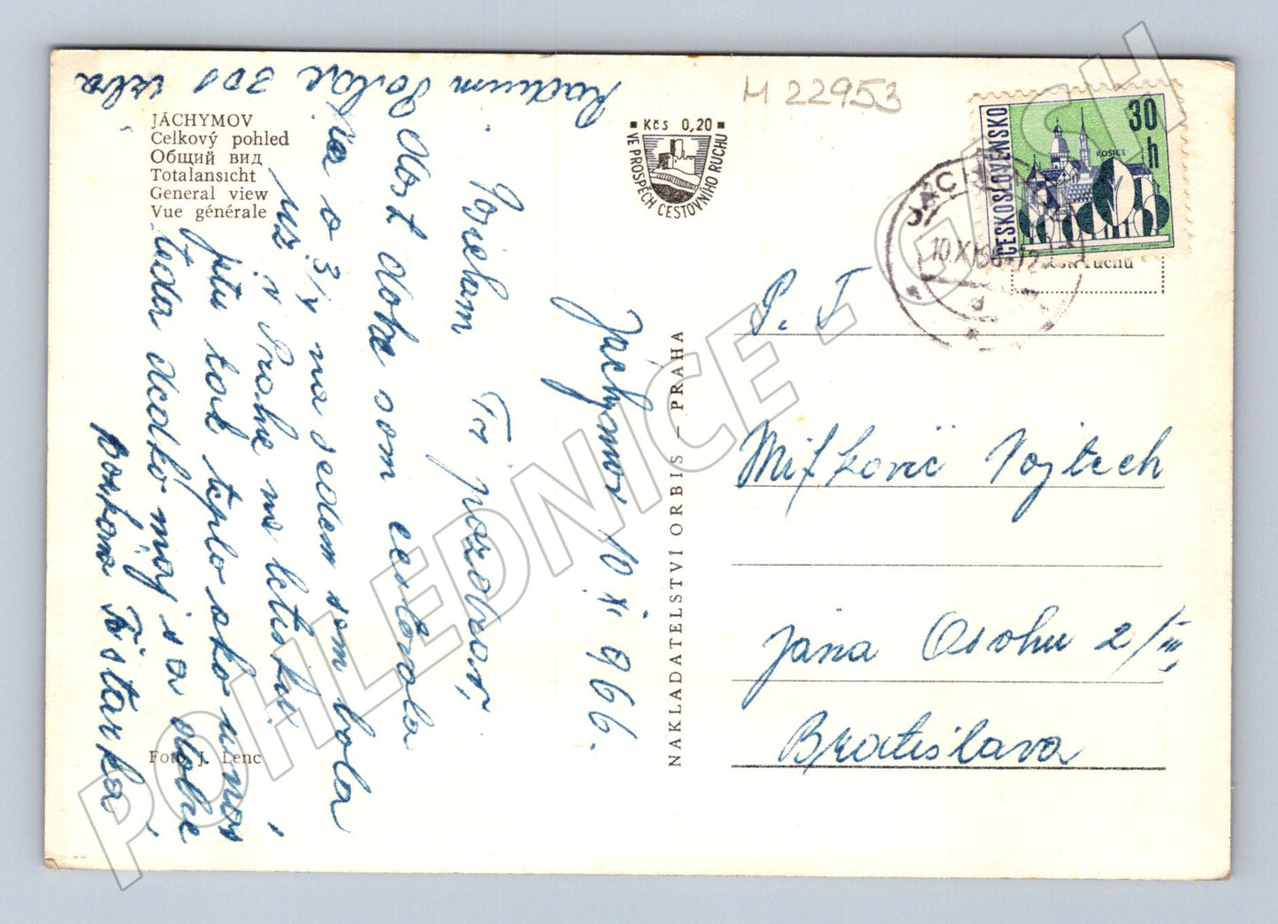 Pohlednice Jáchymov celkový pohled 1966 (M22953)