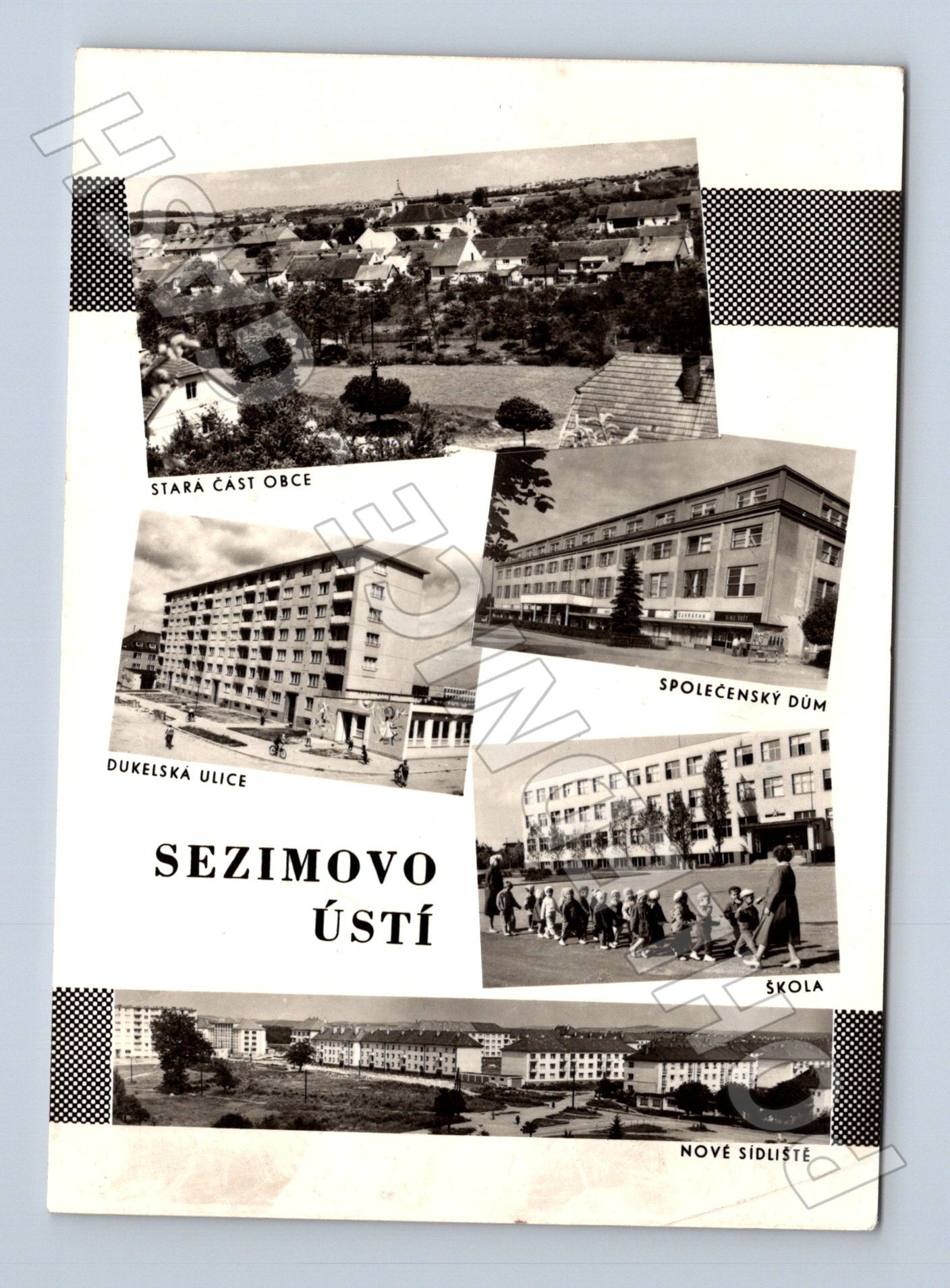 Pohlednice Sezimovo Ústí koláž s budovami 1967 (M22977)