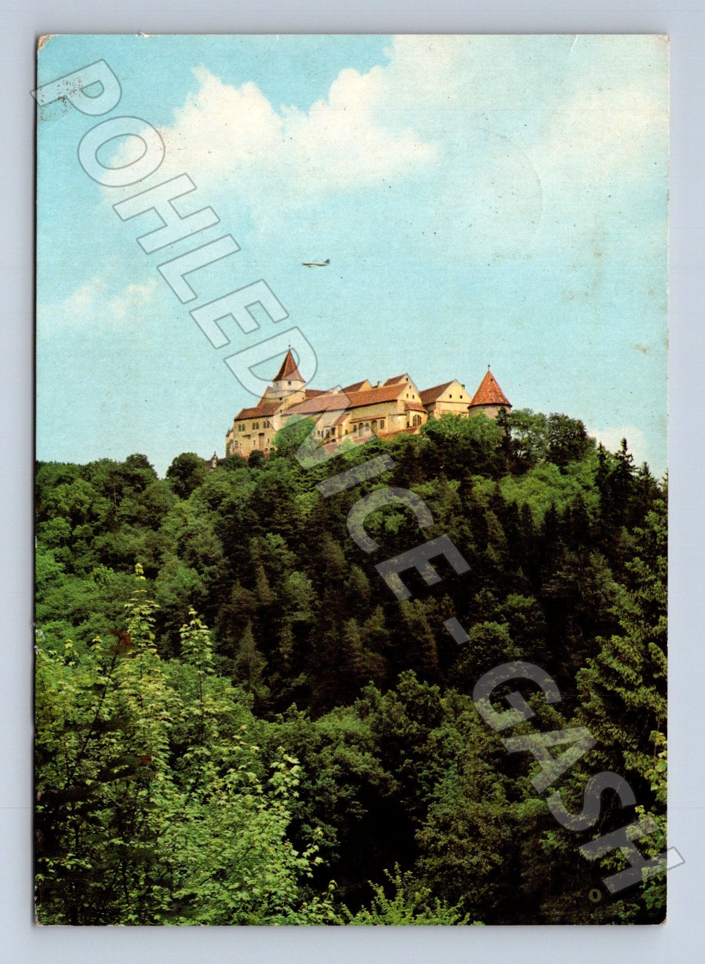 Pohlednice Pernštejn hrad stromy 1957 (M22989)