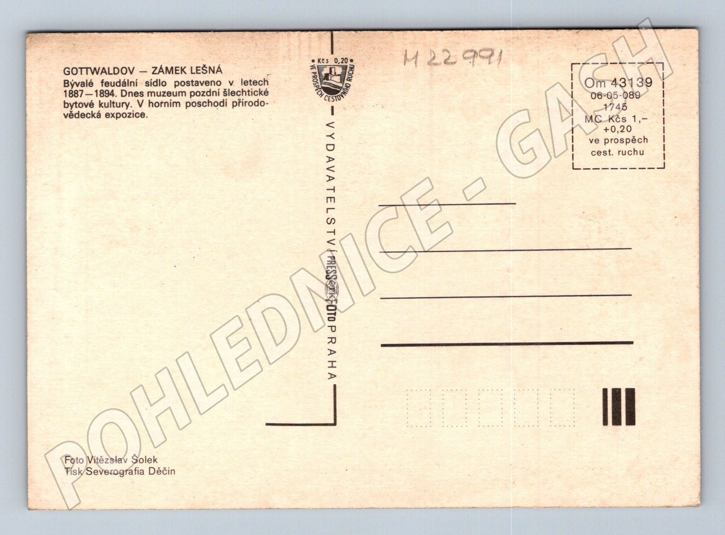 Pohlednice Gottwaldov Zámek Lešná (M22991)