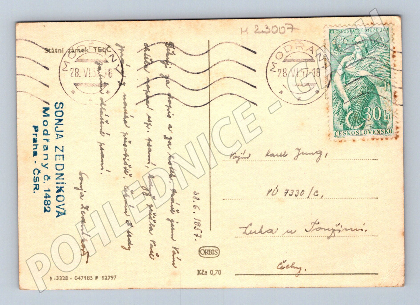 Pohlednice Třeboň Státní zámek interiér 1956 (M23007)
