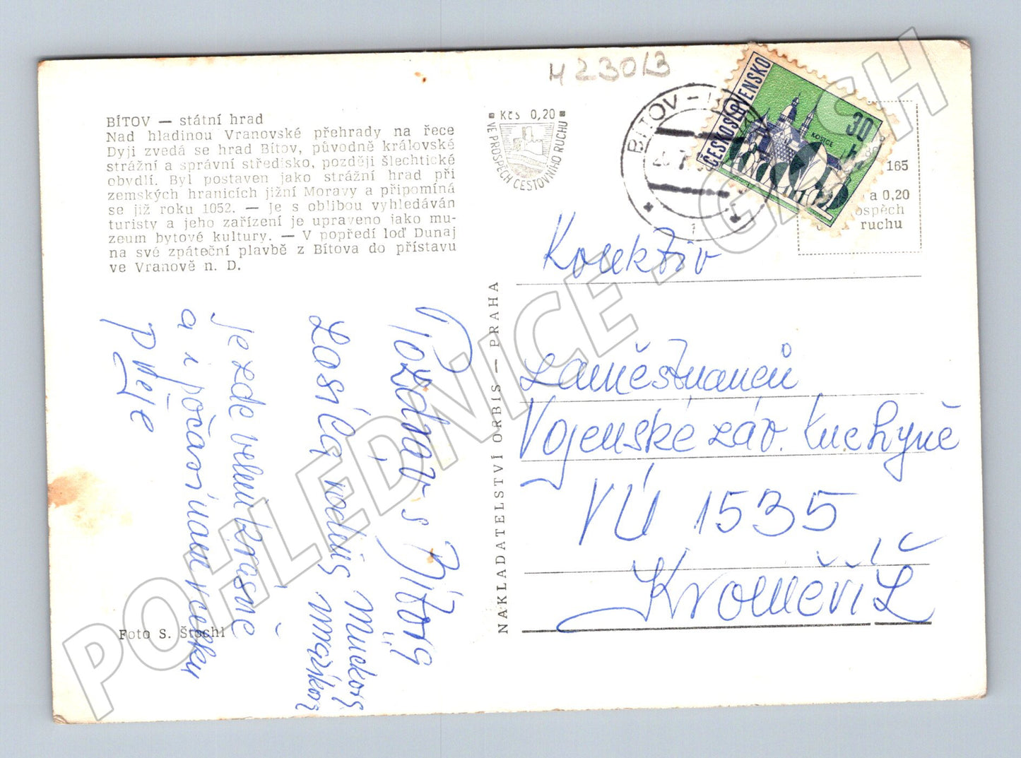 Pohlednice Bítov hrad Vranovská přehrada loď (M23013)