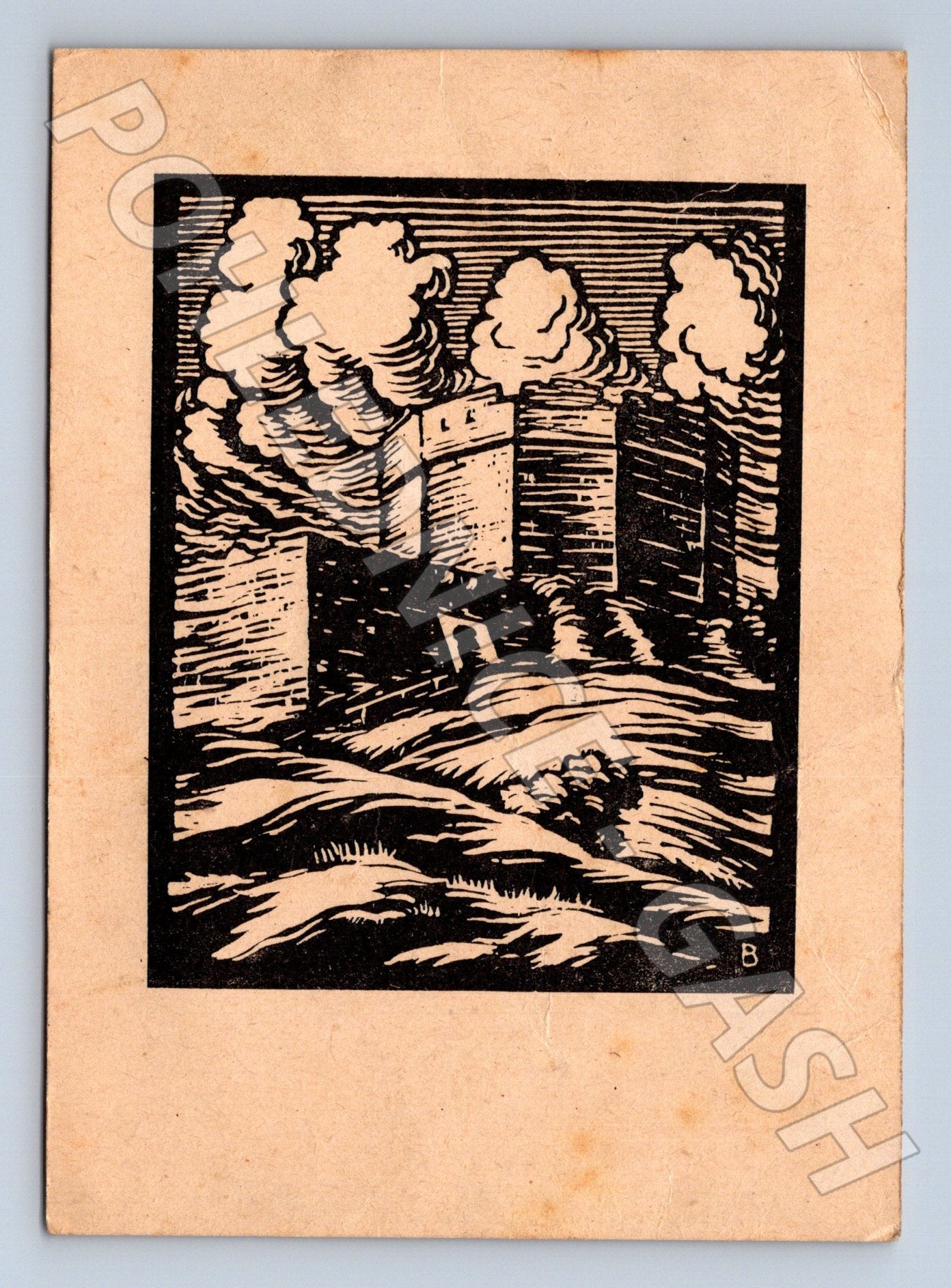 Pohlednice Hrad Hukvaldy dřevoryt 1933 (M23018)