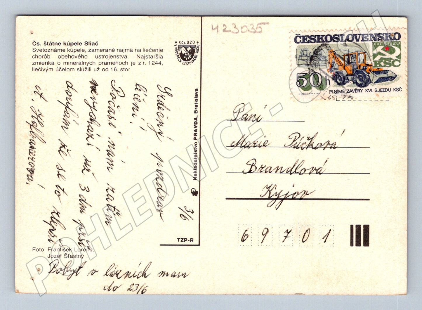 Pohlednice Slovensko Sliač kúpele a památník 1986 (M23035)