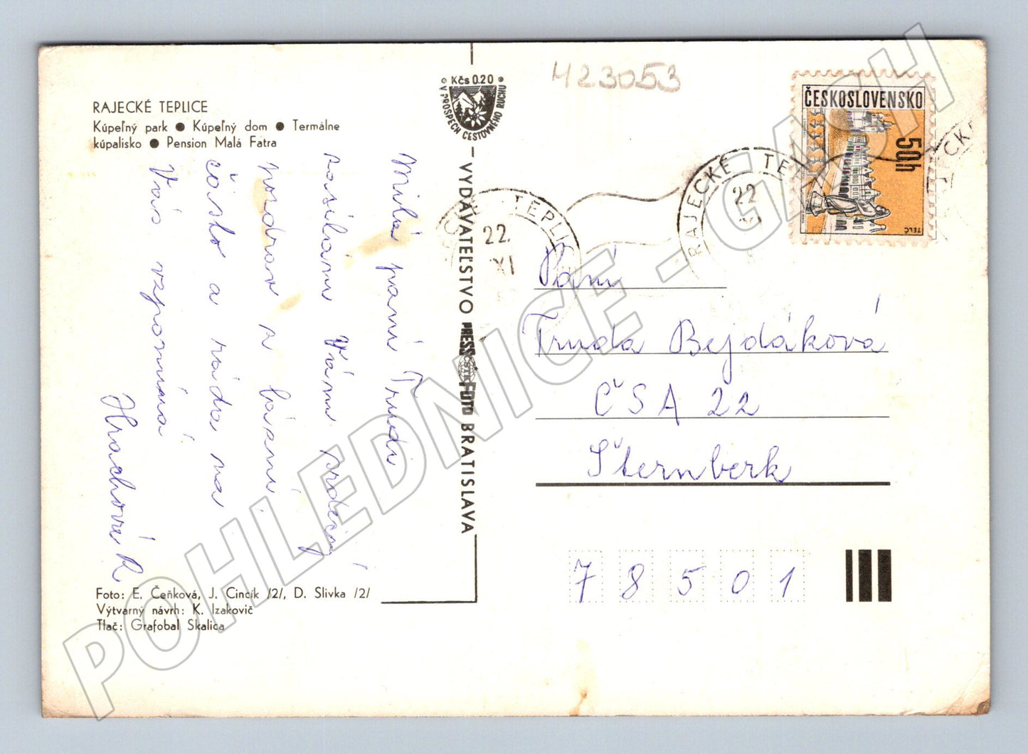 Pohlednice Slovensko Rajecké Teplice multi-view 1975 (M23053)