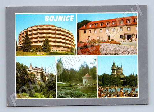 Pohlednice Slovensko Bojnice zámek, hotel a koupaliště (M23063)