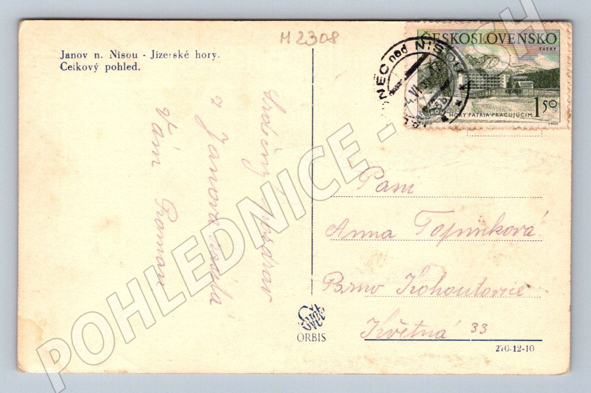 Pohlednice Janov nad Nisou Jizerské hory celkový pohled (M2308)