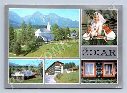Pohlednice Slovensko Ždiar Belianske Tatry kroje kostel (M23092)