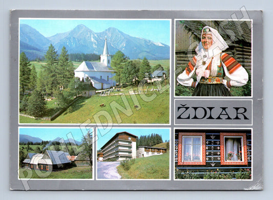 Pohlednice Slovensko Ždiar Belianske Tatry kroje kostel (M23092)