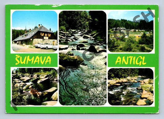 Pohlednice Šumava Antigl Povydří – koláž, prošlá poštou (M231)