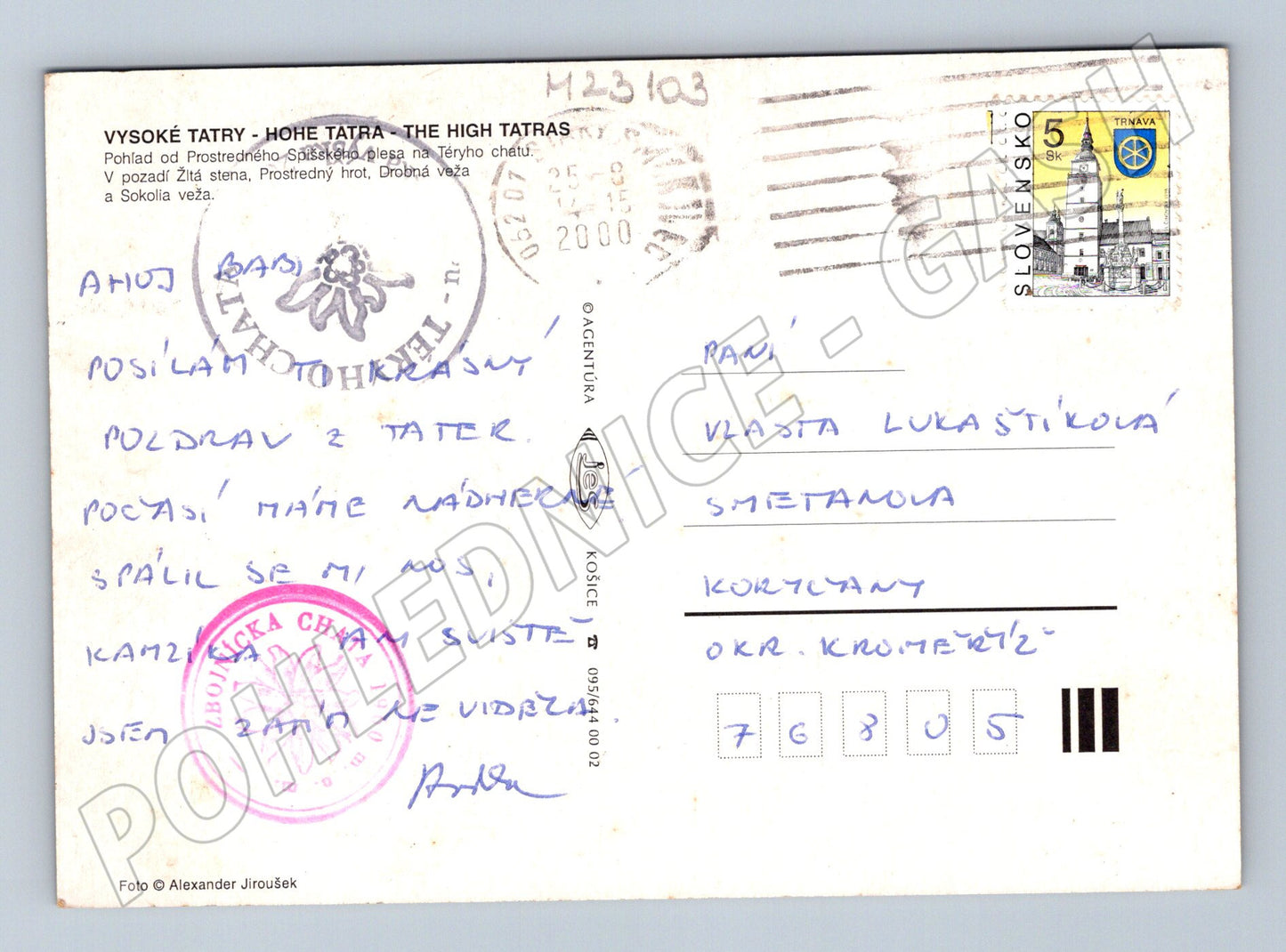 Pohlednice Slovensko Vysoké Tatry hory jezera 2000 (M23103)