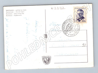 Pohlednice Slovensko Bratislava hrad Dunaj 1968 (M23122)
