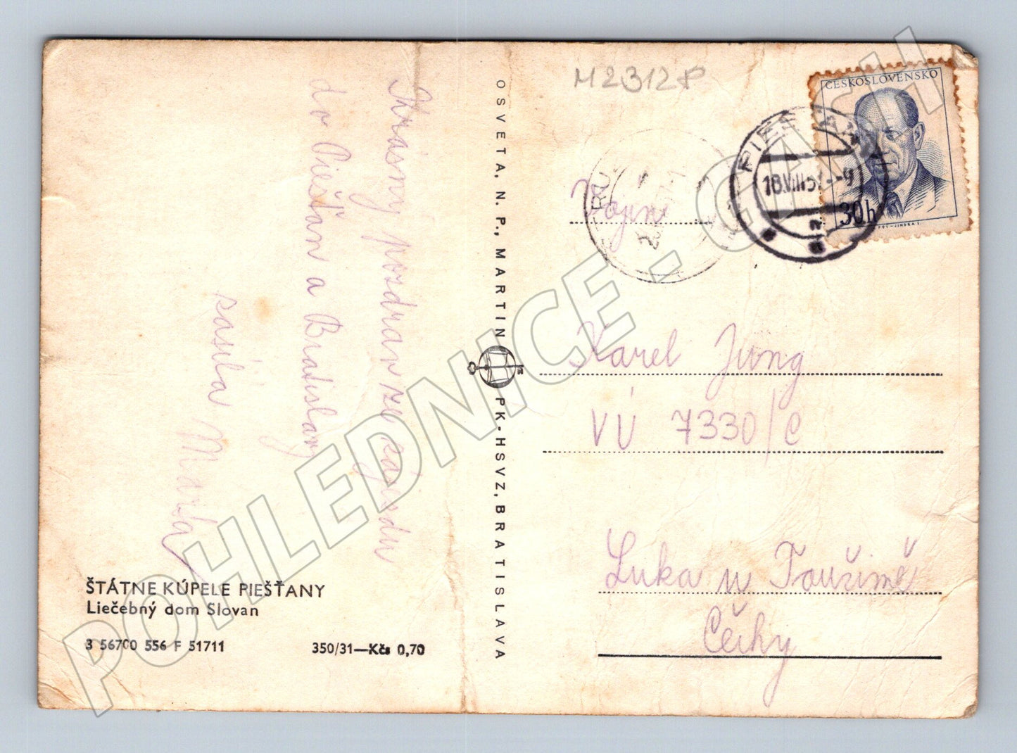 Pohlednice Slovensko Piešťany Liečebný dom Slovan 195x (M23128)