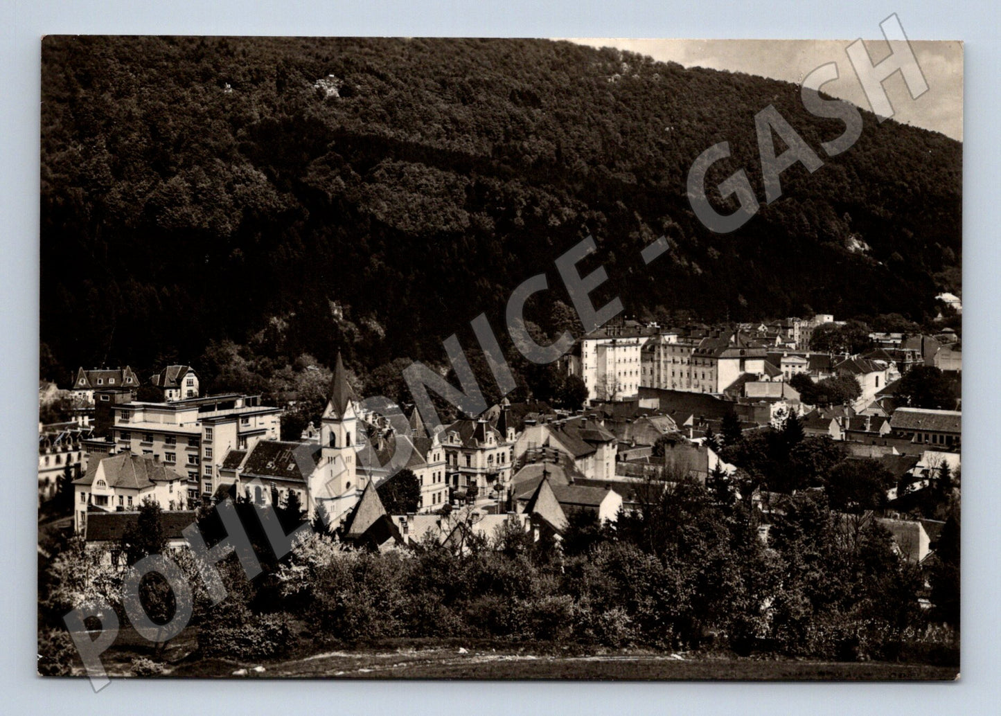 Slovensko Trenčianske Teplice město s kostelem 1968 (M23129)