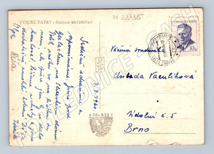 Pohlednice Slovensko Vysoké Tatry Stalinov štít 1960 (M23135)
