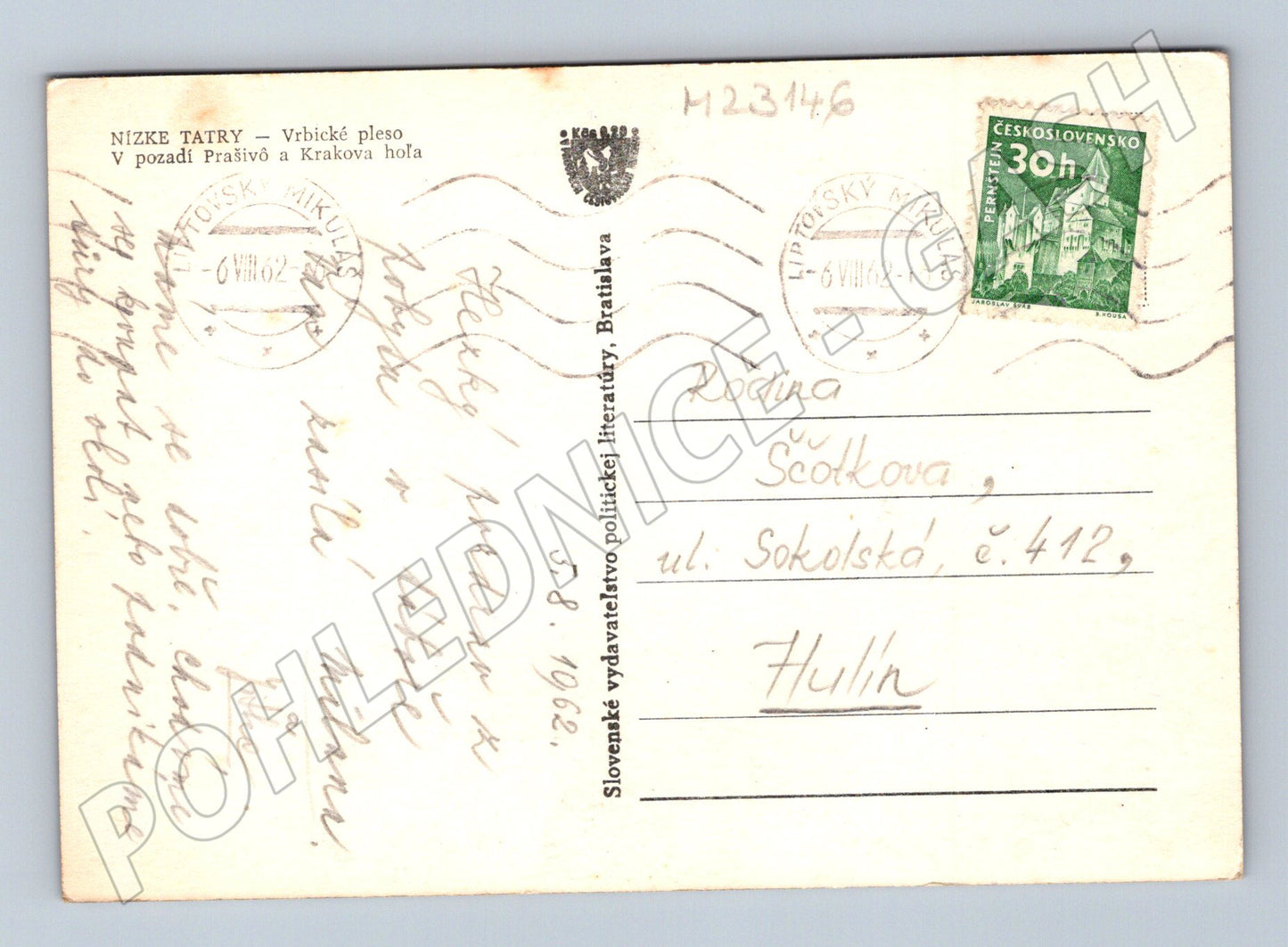 Pohlednice Slovensko Vrbické pleso Nízké Tatry 1962 (M23146)