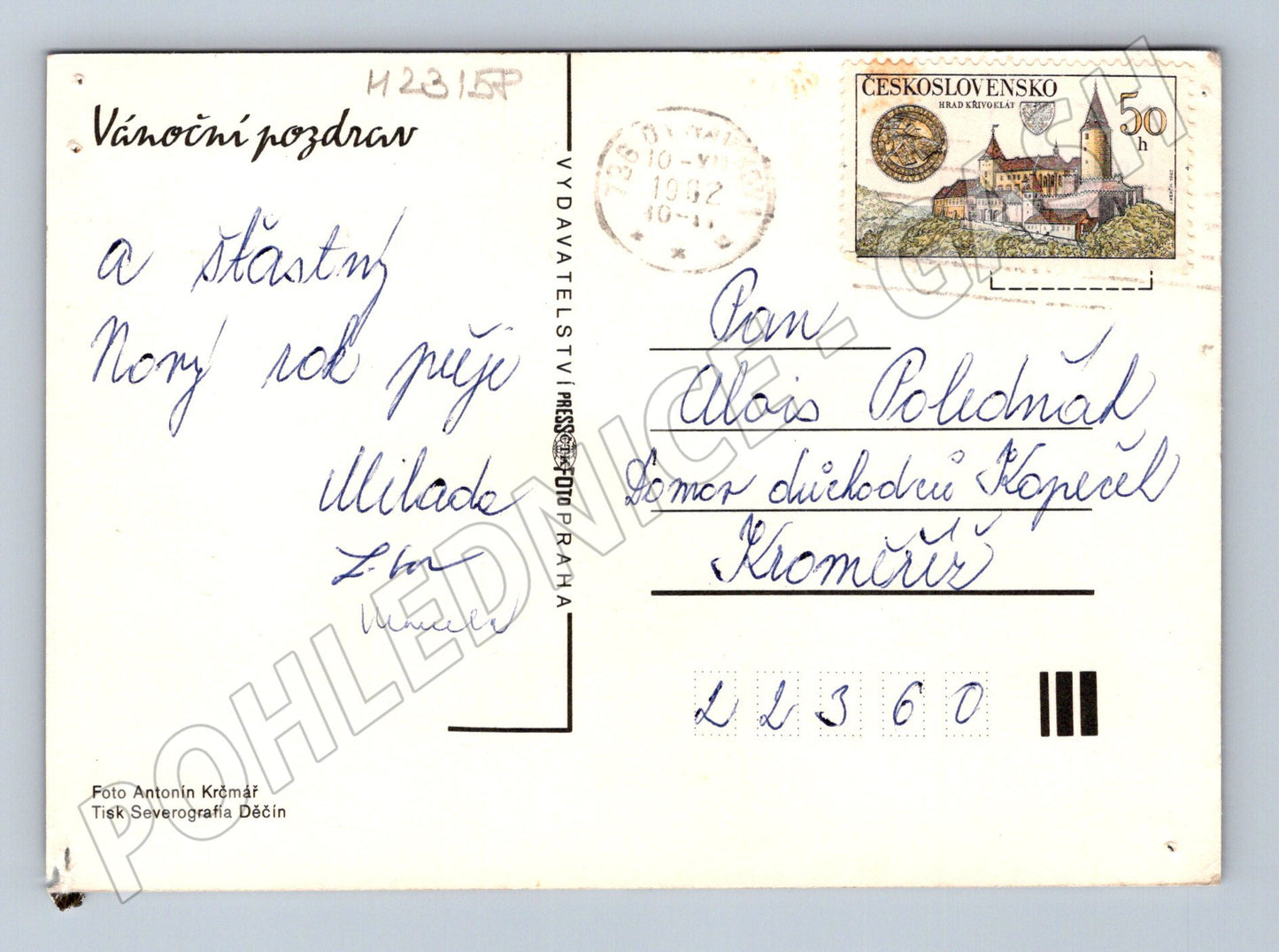 Pohlednice Vánoční zátiší jablka a jehličí 1953 (M23158)