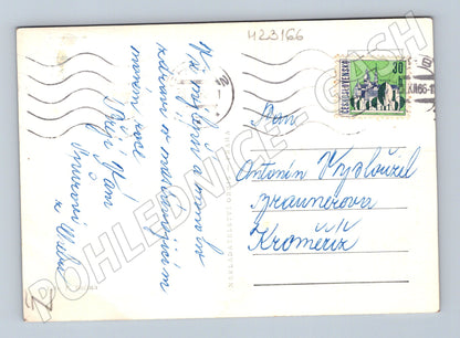 Pohlednice Novoroční pozdrav sklenice hodiny 1966 (M23166)