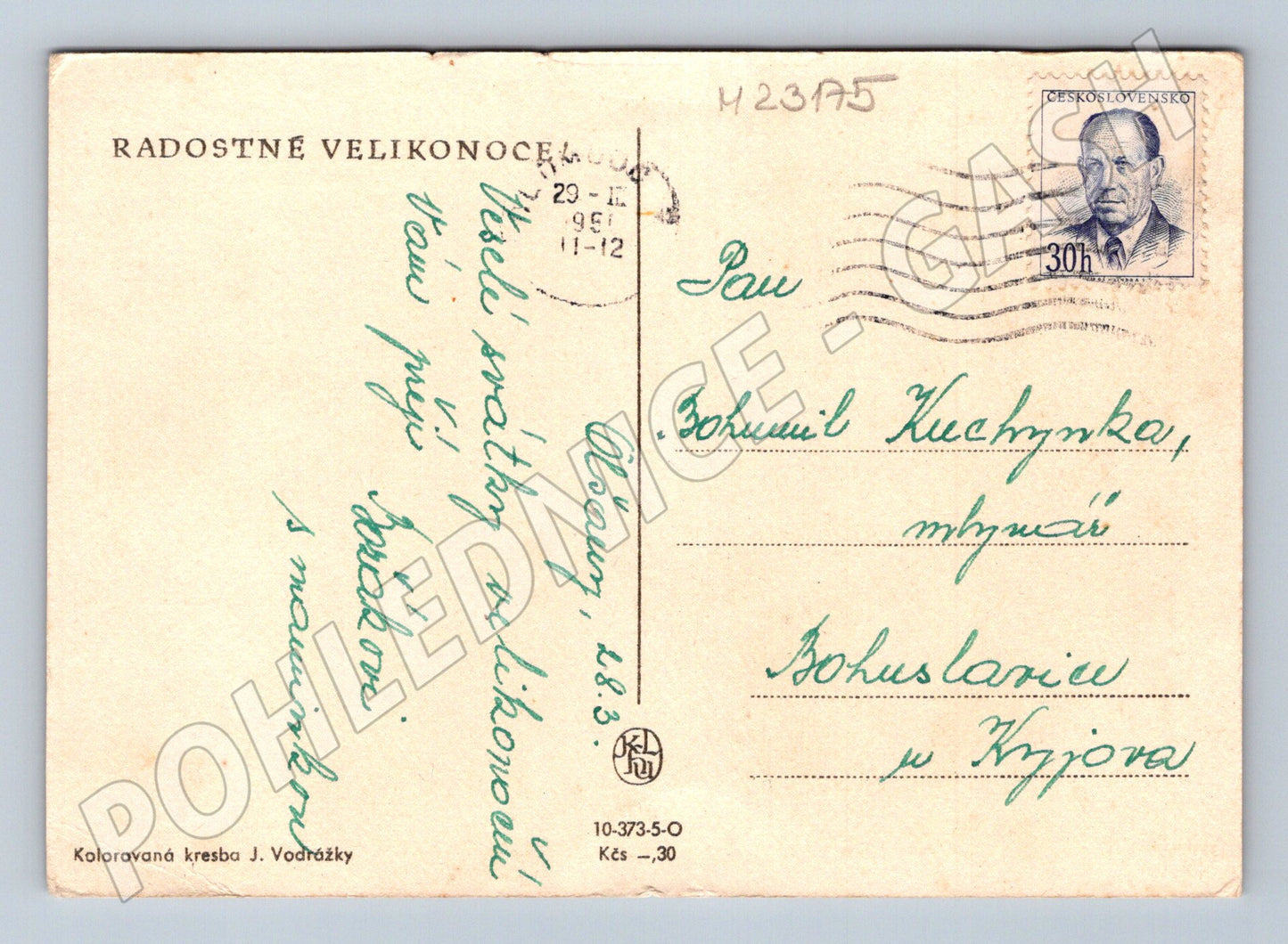 Pohlednice Velikonoce dítě husa káčata okolo 1930 (M23175)