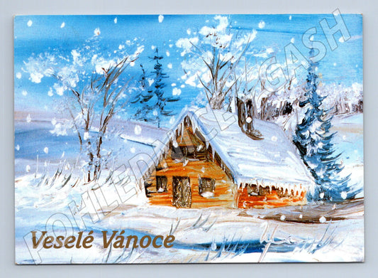 Pohlednice Vánoční zasněžená chata 1999 (M23182)