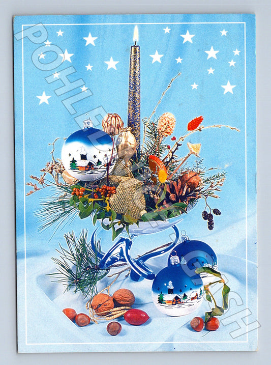 Pohlednice vánoční motiv svíčka ozdoby 2001 (M23183)