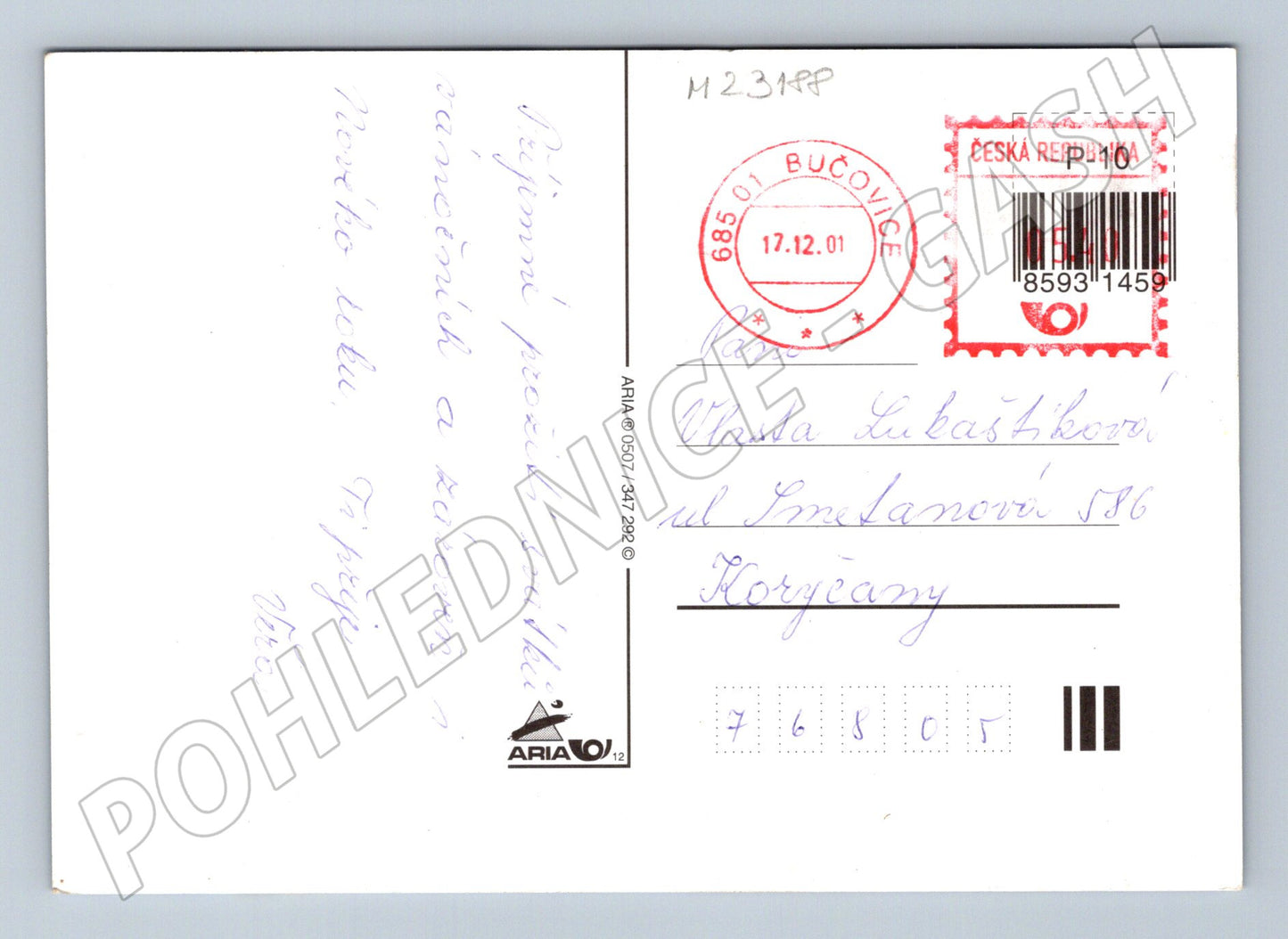 Pohlednice Veselé Vánoce zimní krajina 2001 (M23188)