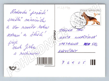 Pohlednice Vánoce zimní scéna zvony 1999 (M23190)
