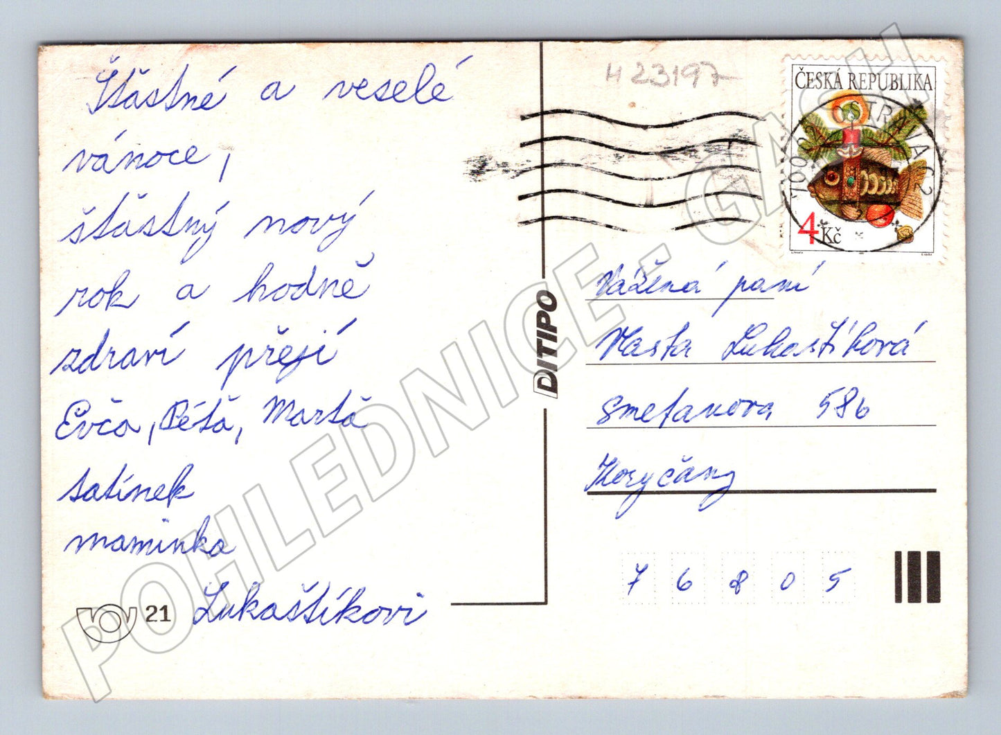 Pohlednice Vánoční motiv Ježíšek betlém (M23197)