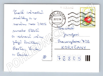 Pohlednice vánoční zimní krajina kostel 2004 (M23206)