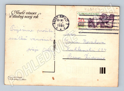 Pohlednice vánoční zátiší s ovocem 1981 (M23207)